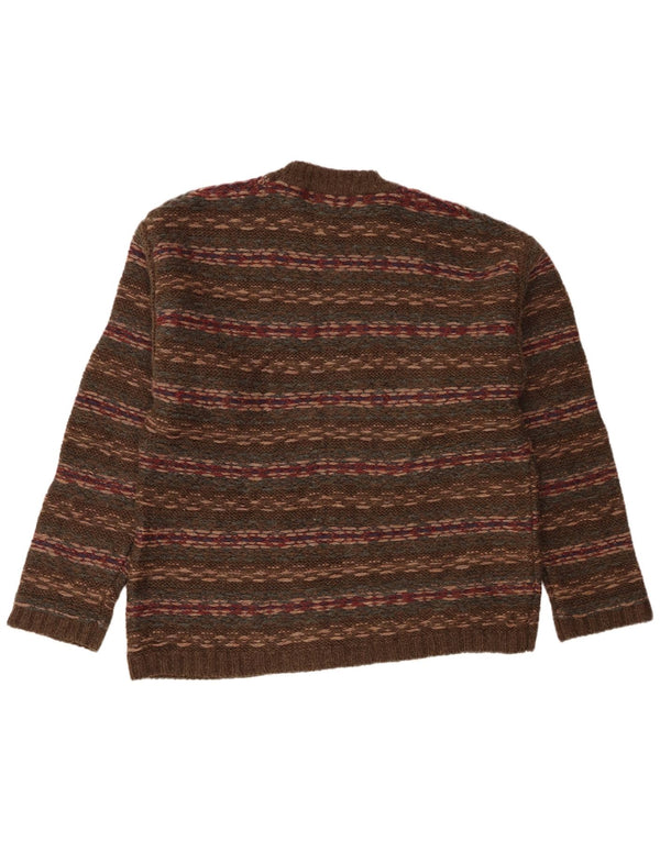 Eddie Bauer Pulover pentru bărbați, cu croială obișnuită, cu decolteu rotund, cu dungi mari, kaki