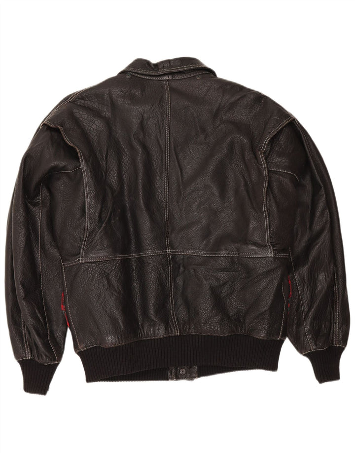 Jachetă de piele vintage pentru bărbați UK 42 XL neagră