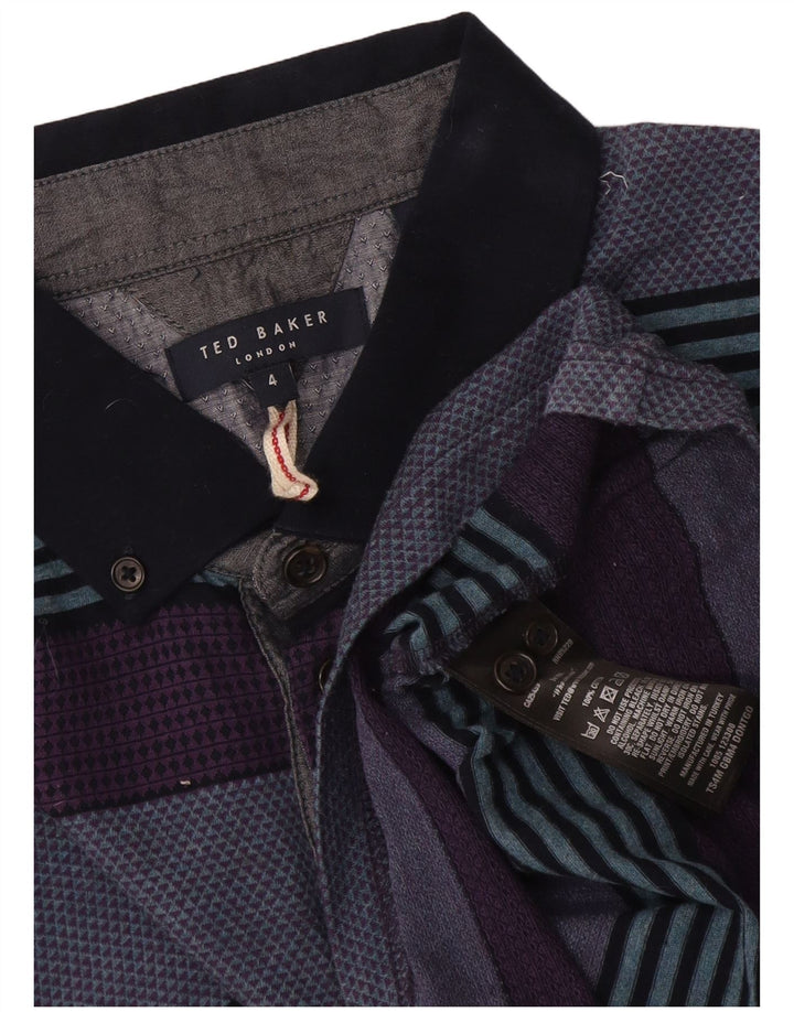 Tricou polo pentru bărbați Ted Baker Mărimea 4 mare, bumbac cu dungi multicolore