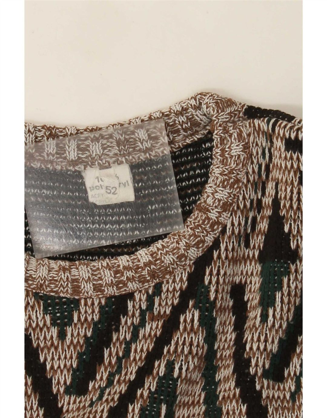 Pulover vintage pentru bărbați cu gât roșu IT 52 mare multicolor geometric