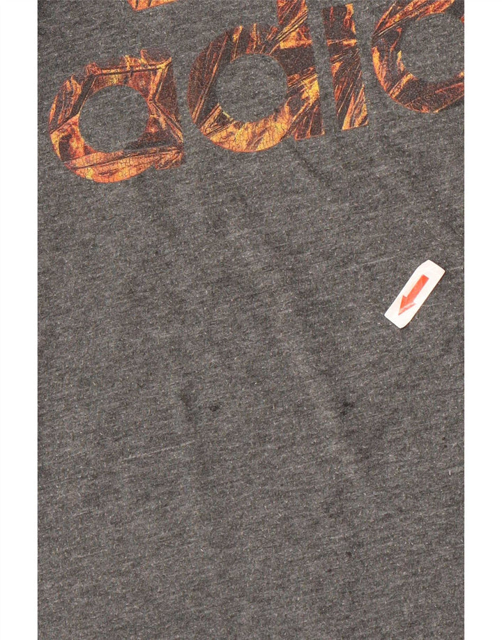 Tricou cu grafic Climalite Adidas pentru bărbați Top Mediu Gri din poliester cu pete