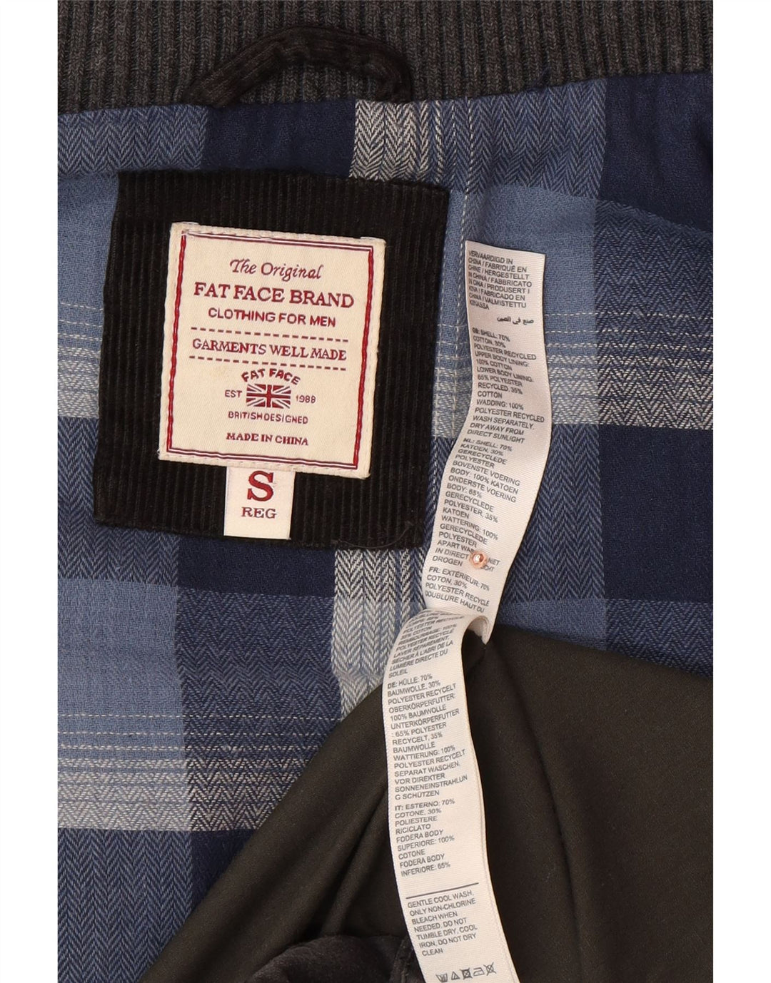 FAT FACE Gilet căptușit pentru bărbați UK 36 Small Grey Bumbac