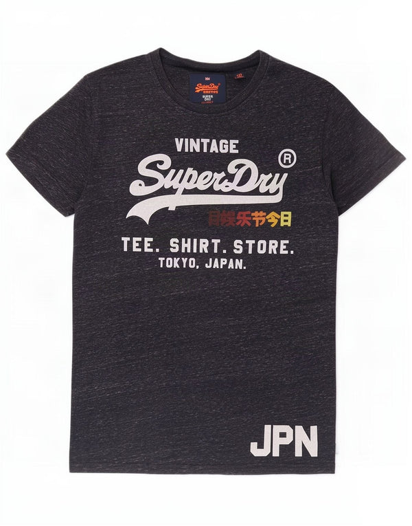 Tricou cu grafică obișnuită Superdry pentru bărbați Top mediu din bumbac cu pete albastru bleumarin