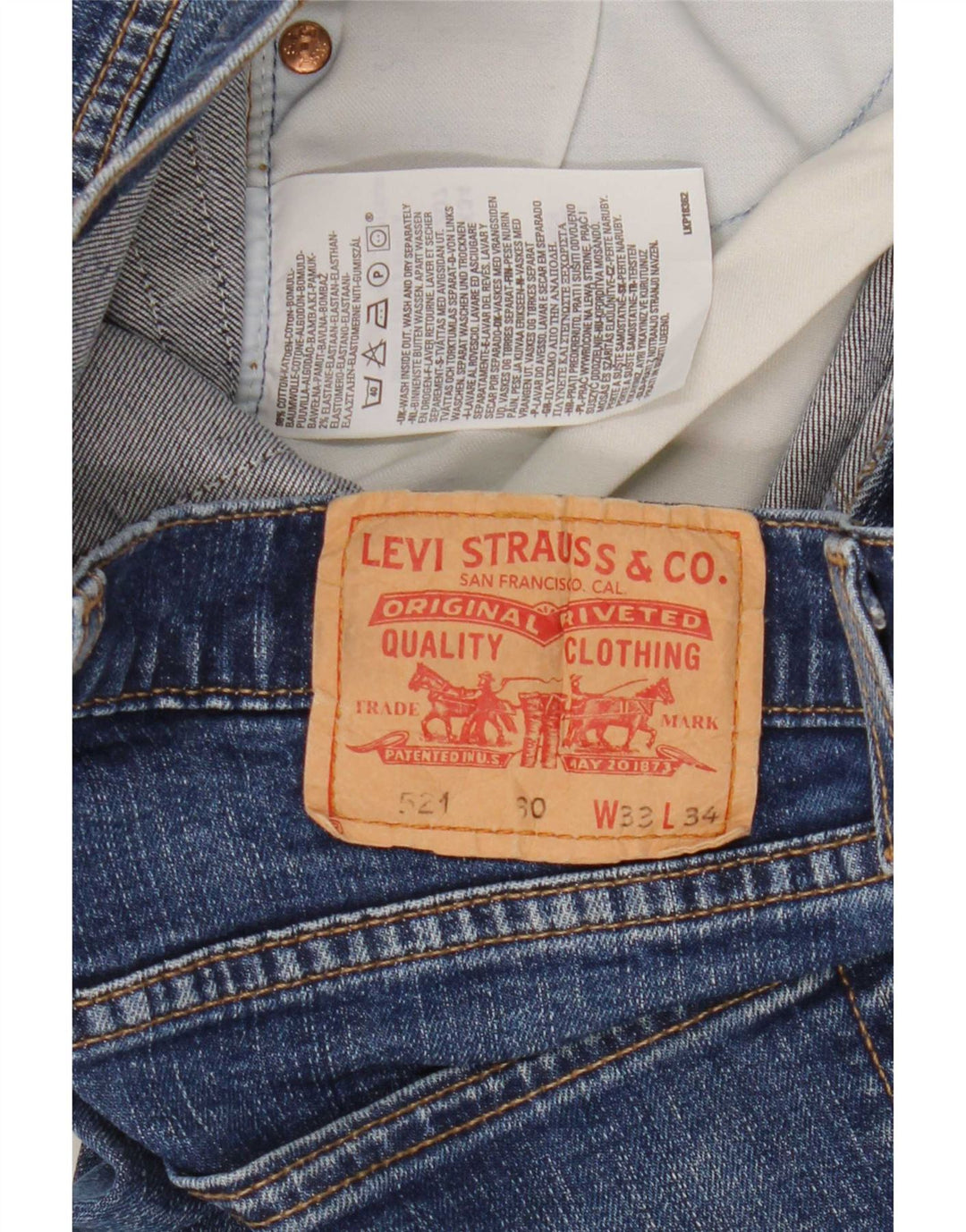 Blugi drepti pentru bărbați Levi's 521 W33 L29 Bumbac albastru