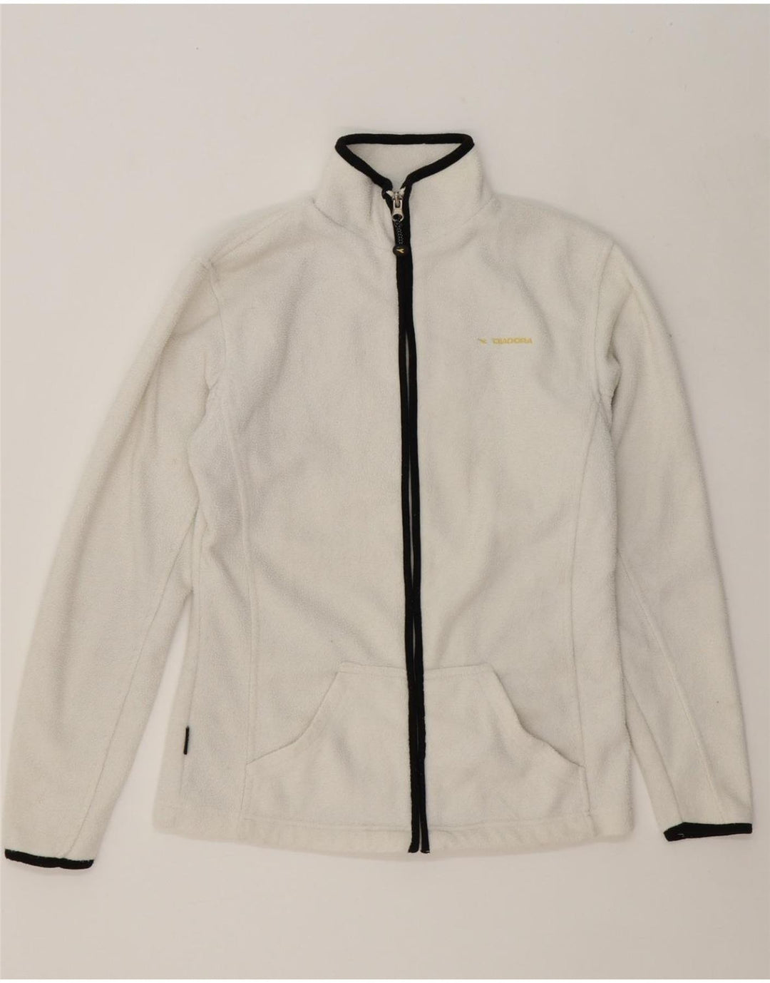 DIADORA Womens Fleece Jacket UK 10 Small White Polyester Vintage Diadora and Second-Hand Diadora from Messina Hembry 