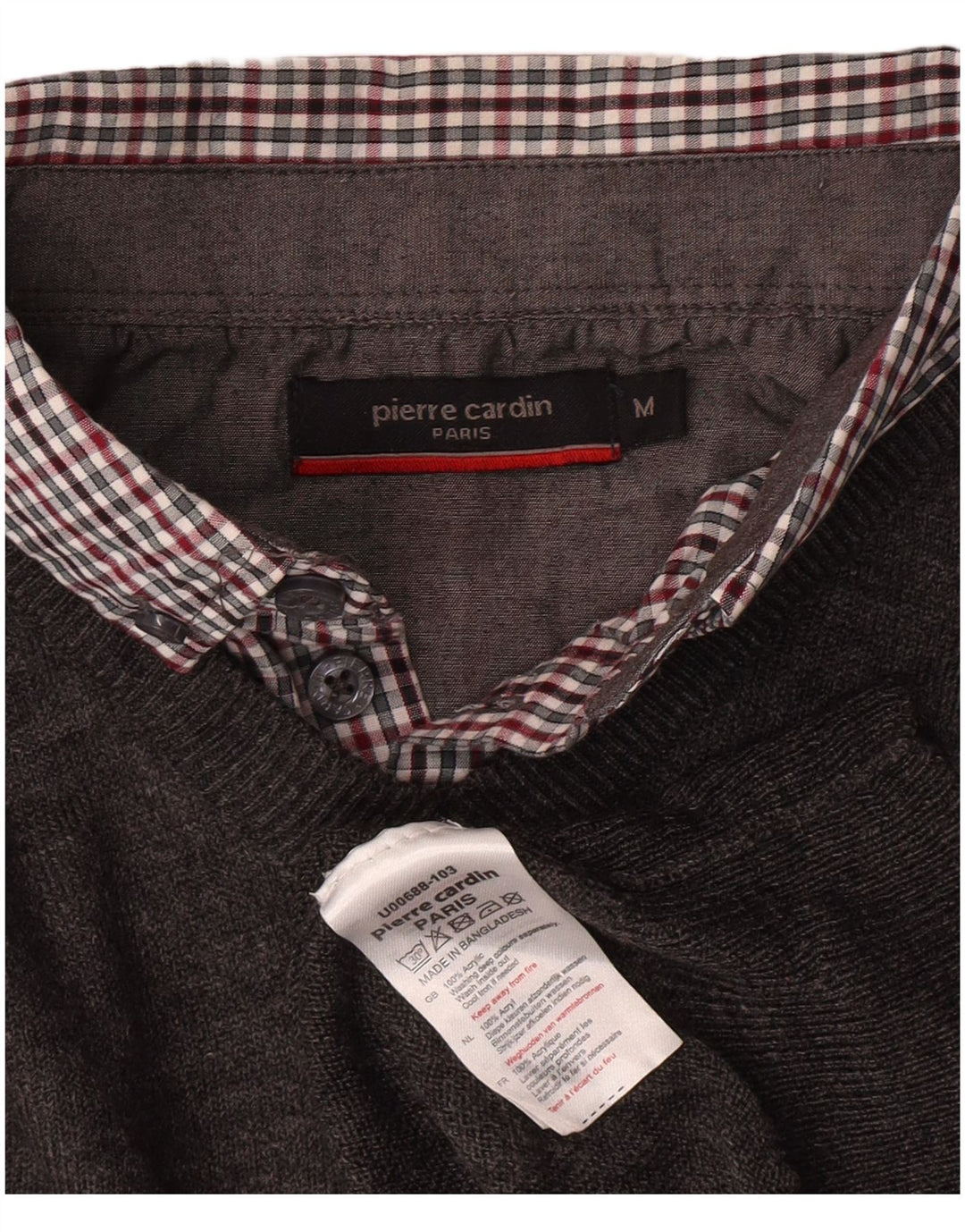 PIERRE CARDIN Pulover cu decolteu în V pentru bărbați, gri mediu acrilic clasic