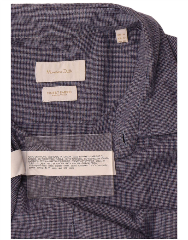 Cămașă Massimo Dutti pentru bărbați XL, bumbac cu carouri albastre