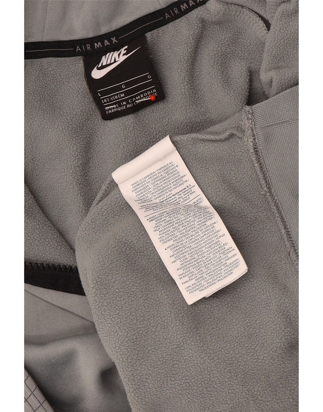 Pulover NIKE pentru băieți, cu grafică, 12-13 ani, mare, poliester cu carouri gri