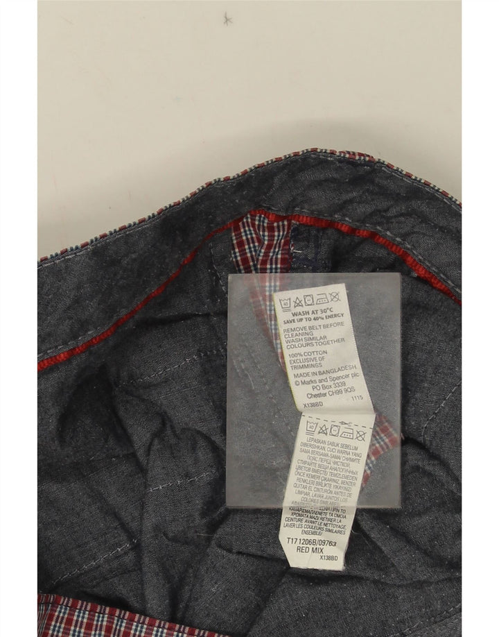 Pantaloni scurți chino pentru bărbați Marks & Spencer W38 XL, bumbac vichy roșu