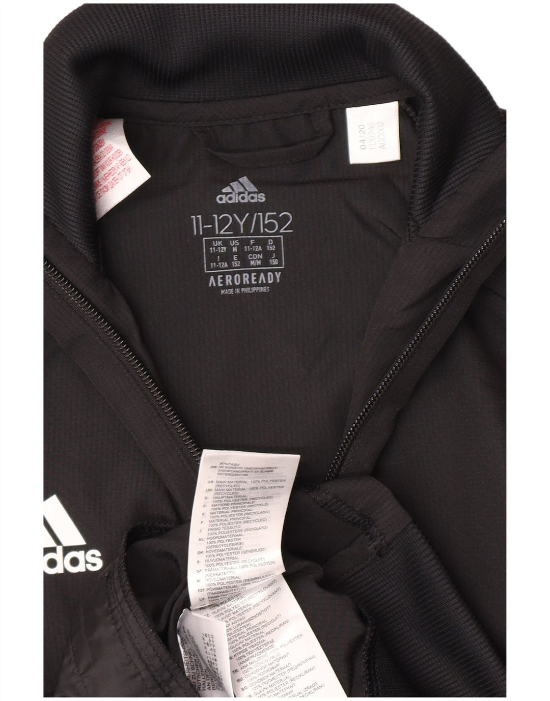 Jachetă Adidas Aeroready pentru trening pentru băieți 11-12 ani, poliester negru