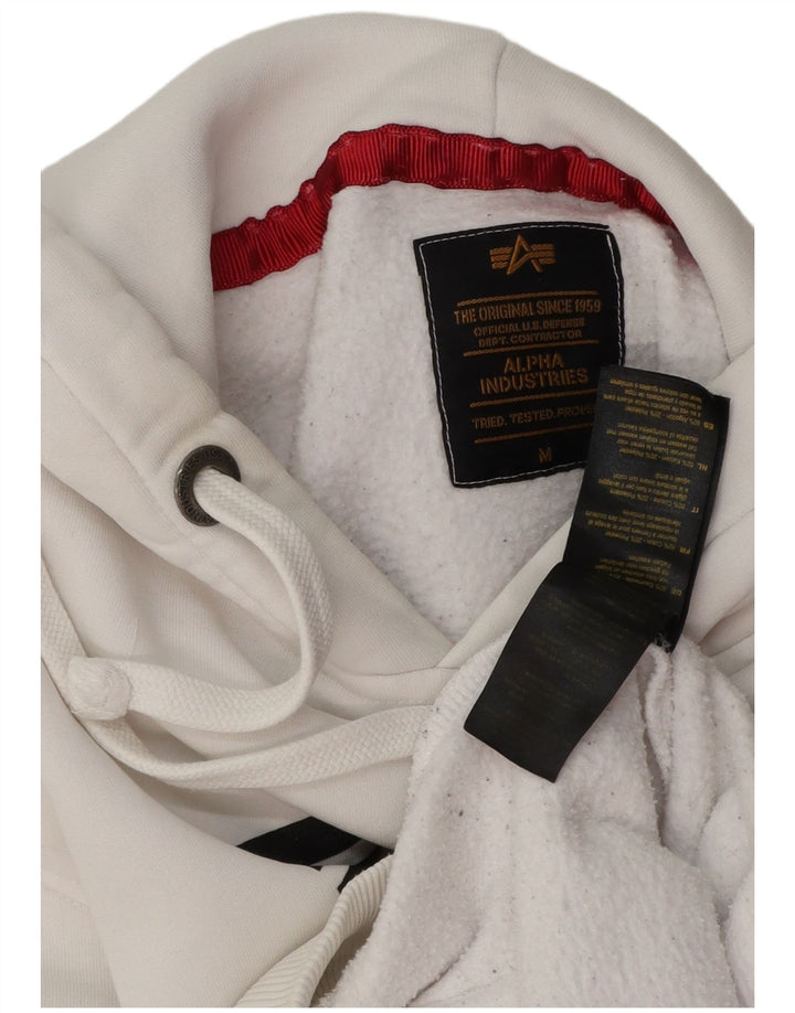 ALPHA INDUSTRIES Pulover cu glugă grafic pentru bărbați, bumbac alb mediu