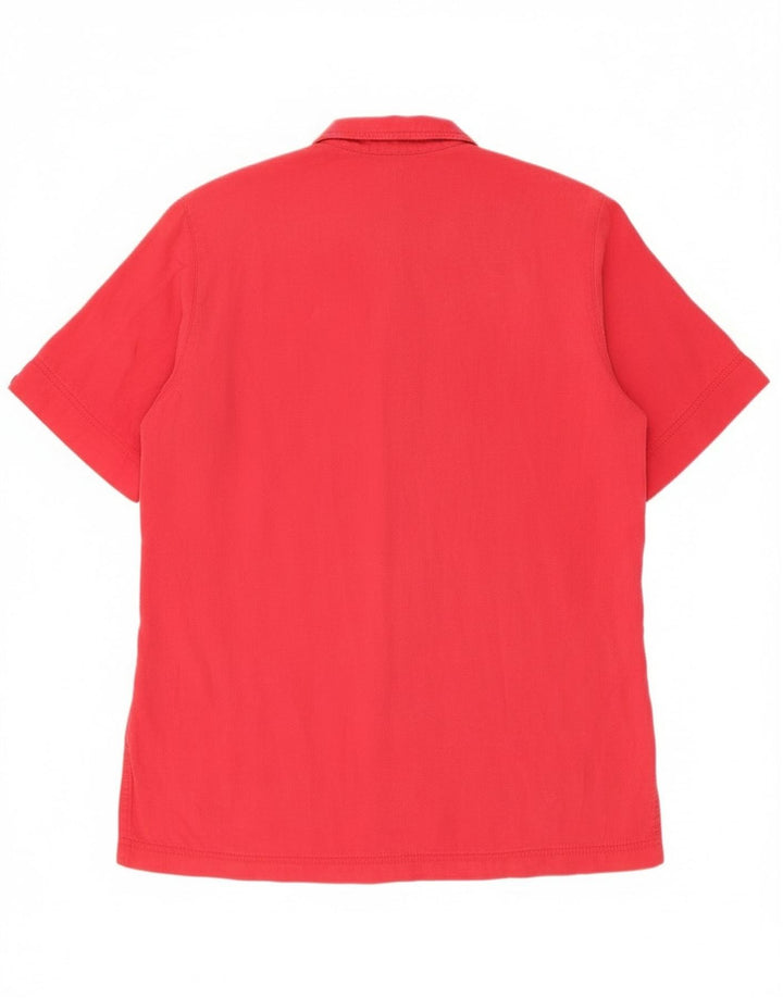 Jachetă vintage pentru femei, cu 5 nasturi, cu mânecă scurtă, UK 14, mare, roșu, Tencel
