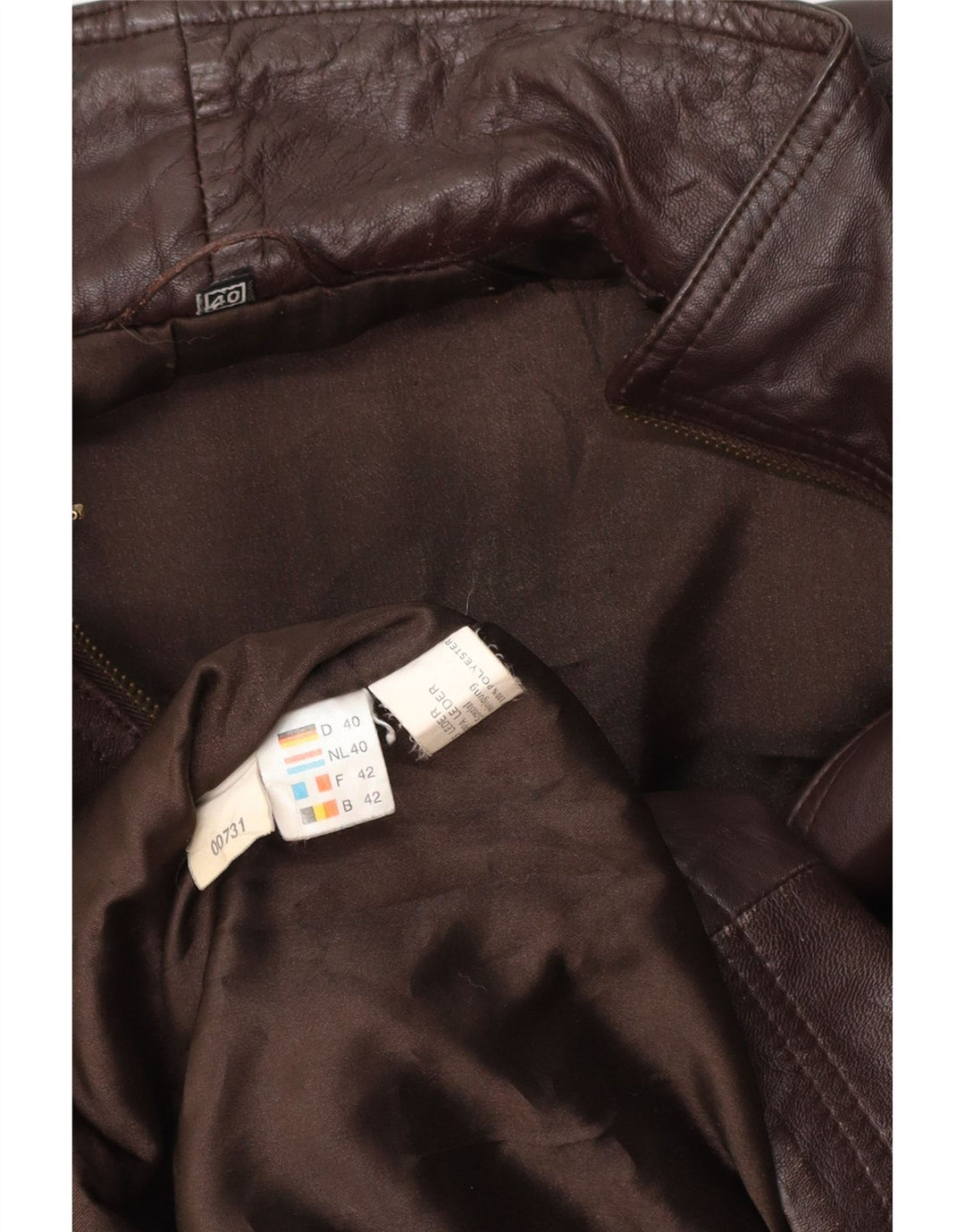 VINTAGE Palton supradimensionat din piele pentru femei EU 40 din piele maro medie