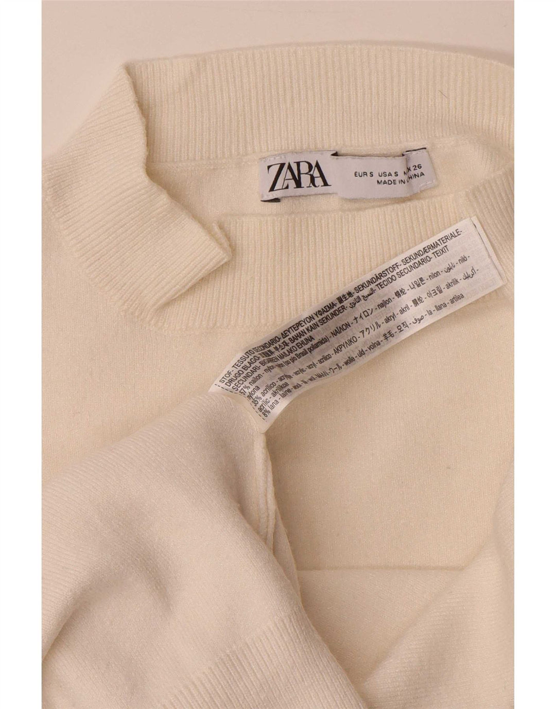 Pulover cu gât țestoasă supradimensionat pentru femei Zara UK 10, mic, alb, viscoză