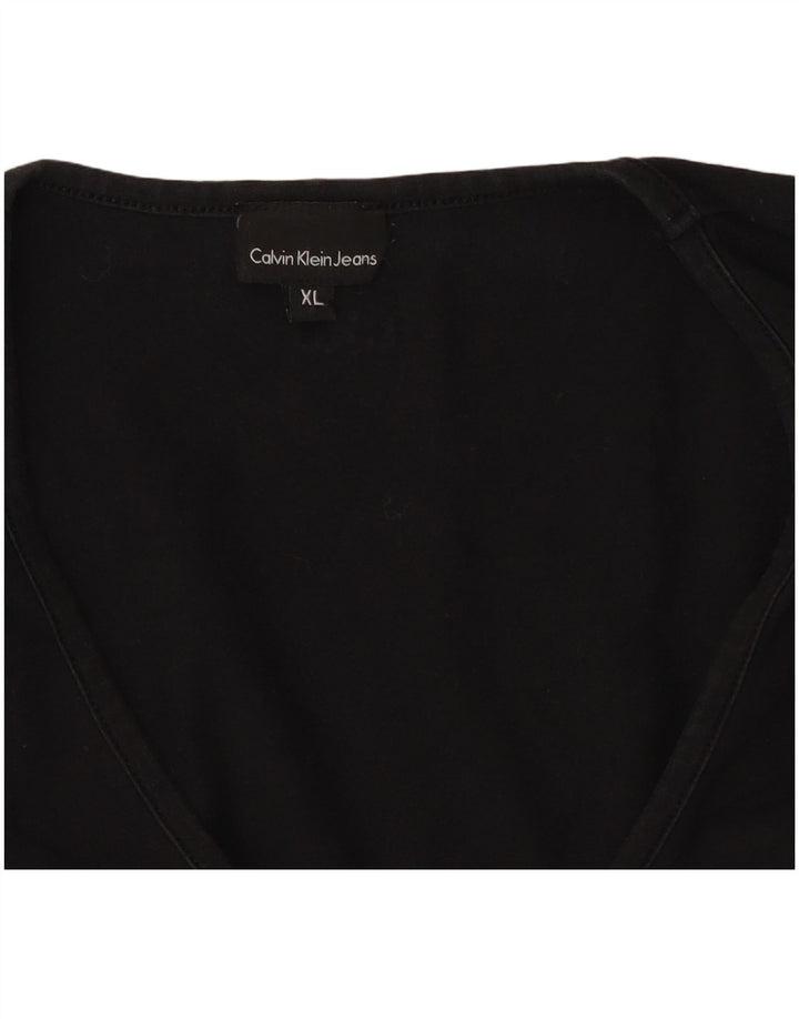 CALVIN KLEIN JEANS Top pentru femei cu mânecă lungă UK 18 XL Negru