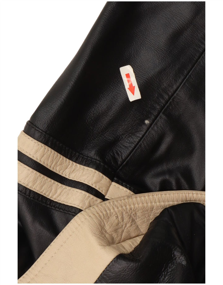 Geacă de piele vintage pentru femei IT 48 XL negru colorblock