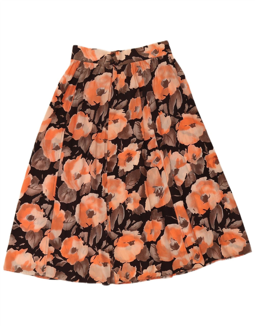 Fusta evazată pentru femei vintage W28 portocaliu mediu floral