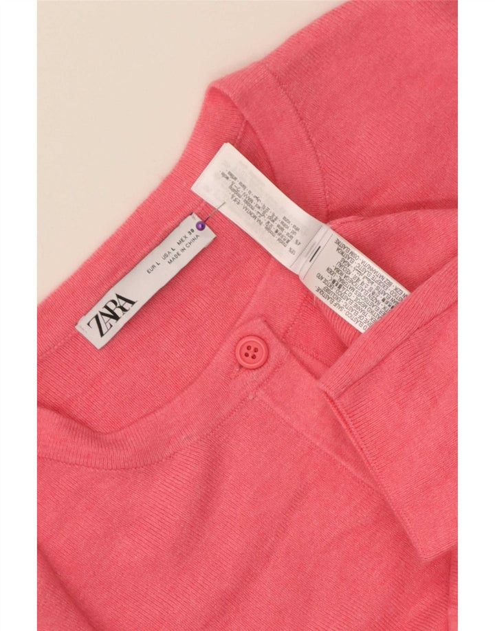 Pulover cardigan pentru femei Zara UK 14 mare, roz modal