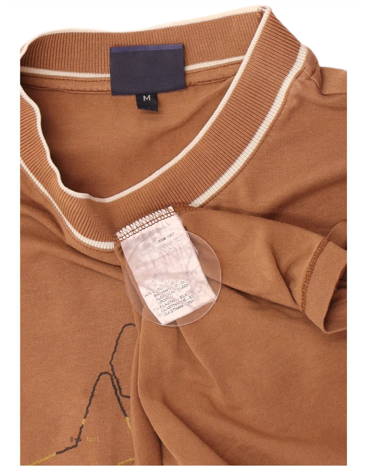 Trussardi Jeans Top grafic pentru bărbați cu mânecă lungă din bumbac maro mediu