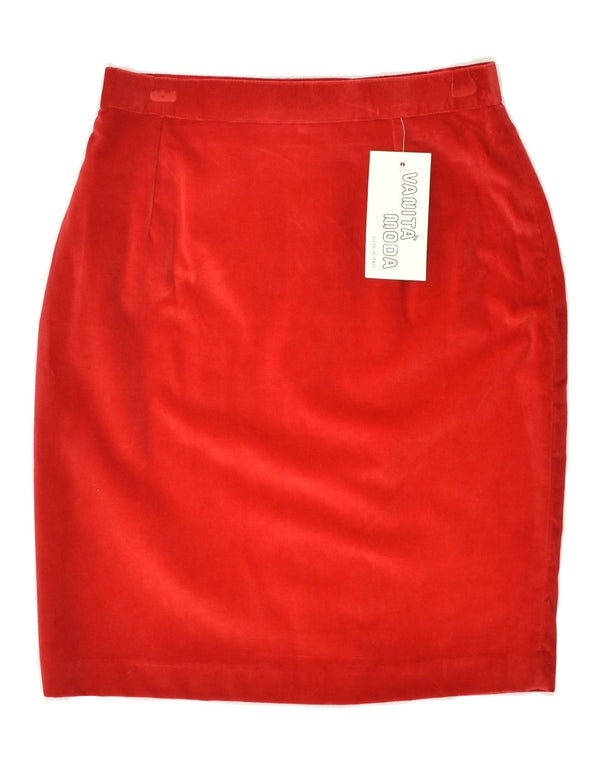 Fusta creion pentru femei VINTAGE cu talie înaltă IT 44 Medium W28 Bumbac roșu