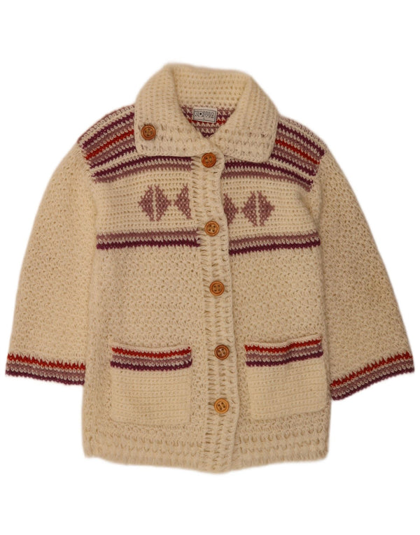 Pulover Cardigan Vintage pentru femei UK 16 Acrilic cu dungi albe mari