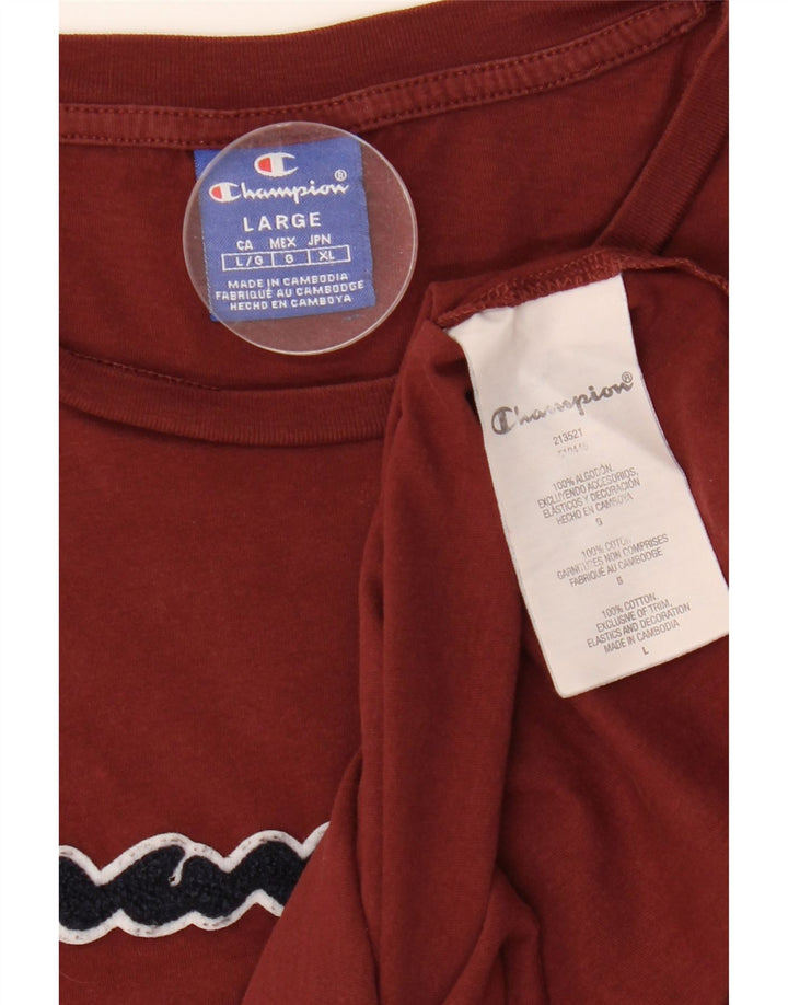 CHAMPION Mens Graphic T-Shirt Top Large Maroon Cotton