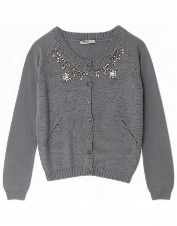 Liu Jo Pulover Crop Cardigan pentru femei UK 6 XS Blue Wool