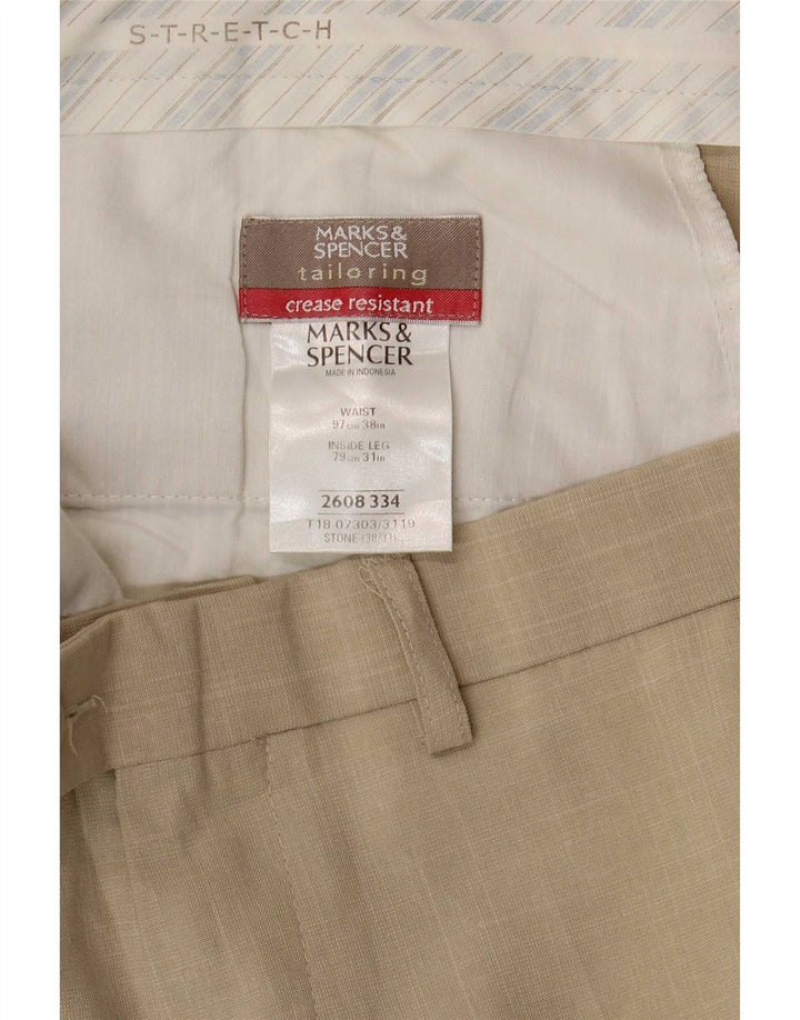 Marks & Spencer Pantaloni drepți pentru bărbați W38 L31 poliester bej