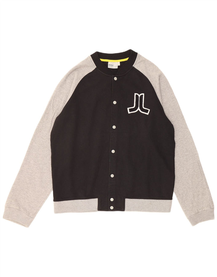 WESC Mens Varsity Jacket UK 42 XL Black Colourblock Cotton