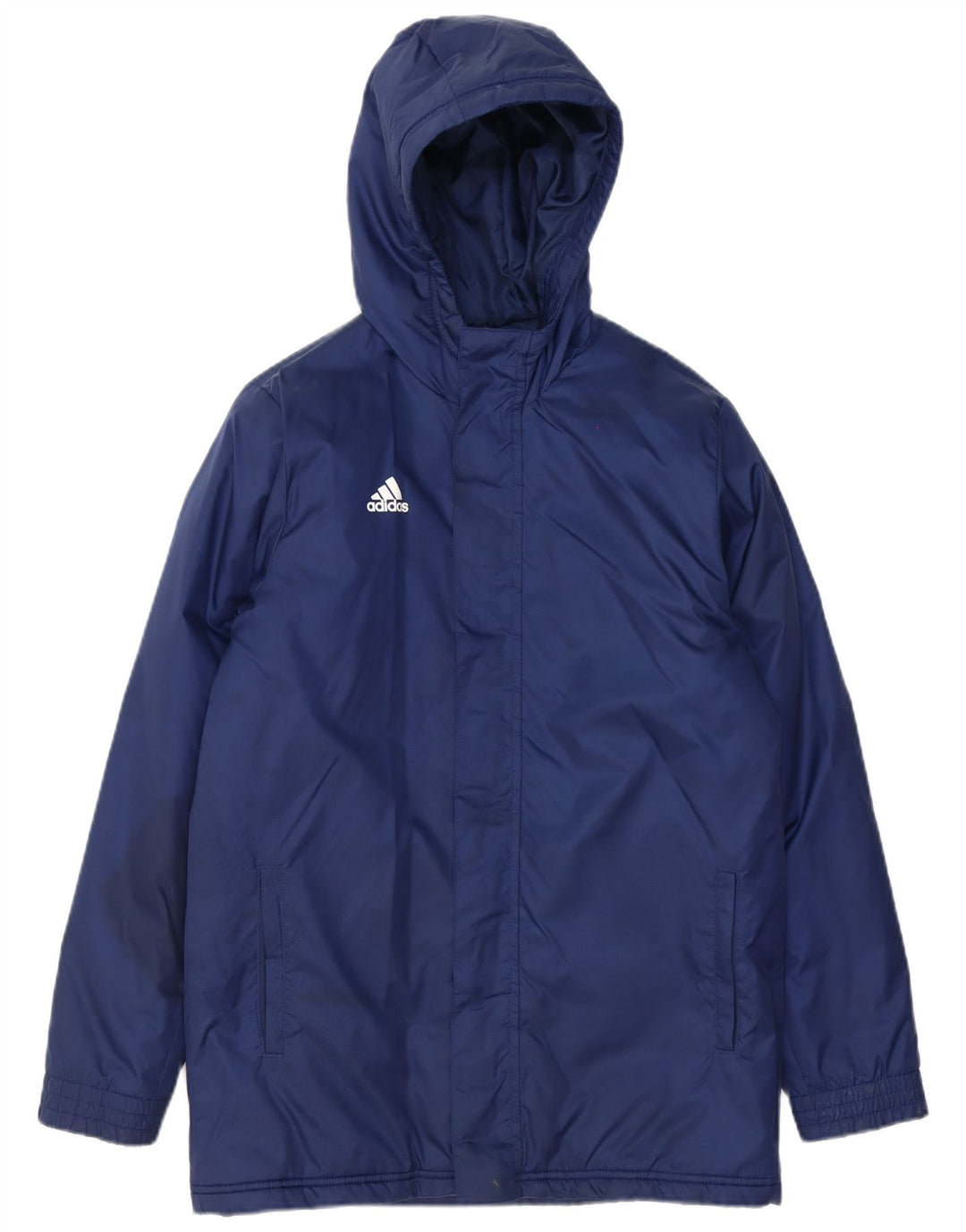 Jachetă de vânt cu glugă Adidas pentru băieți 13-14 ani, poliester bleumarin