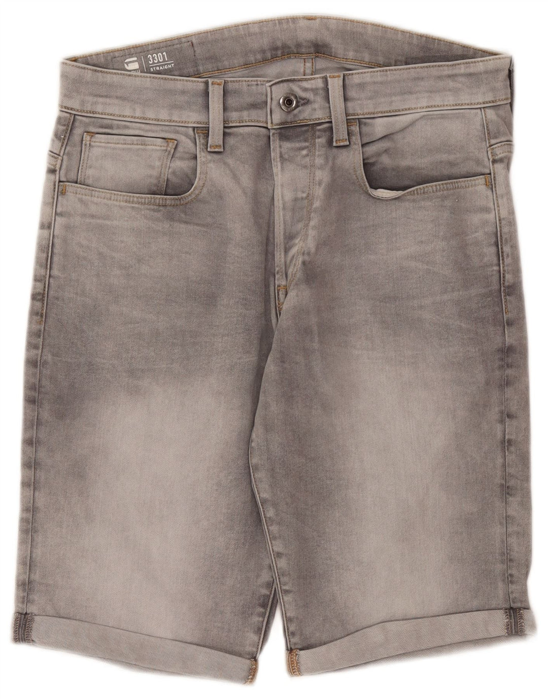 Pantaloni scurți G-Star 3301 denim pentru bărbați W31 bumbac gri mediu