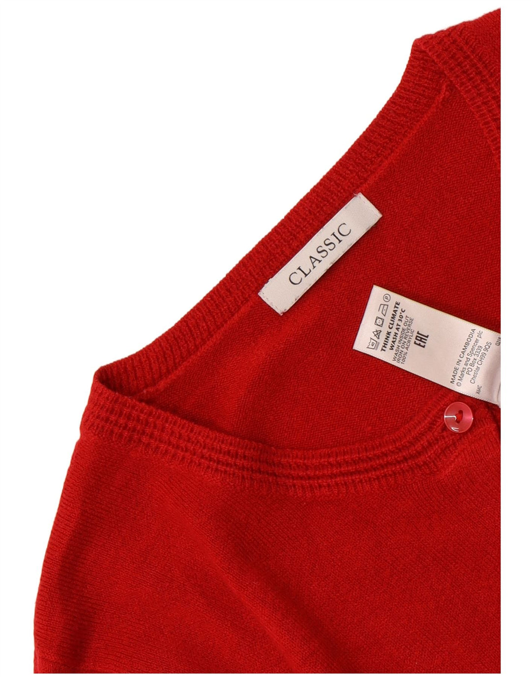 Pulover cardigan pentru femei Marks & Spencer, cu ajustare clasică, UK 12, roșu mediu