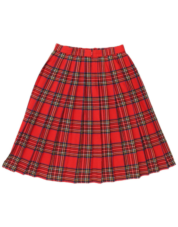 Fusta plisată cuțit pentru femei VINTAGE IT 44 Medium W32 Lână cu carouri roșii