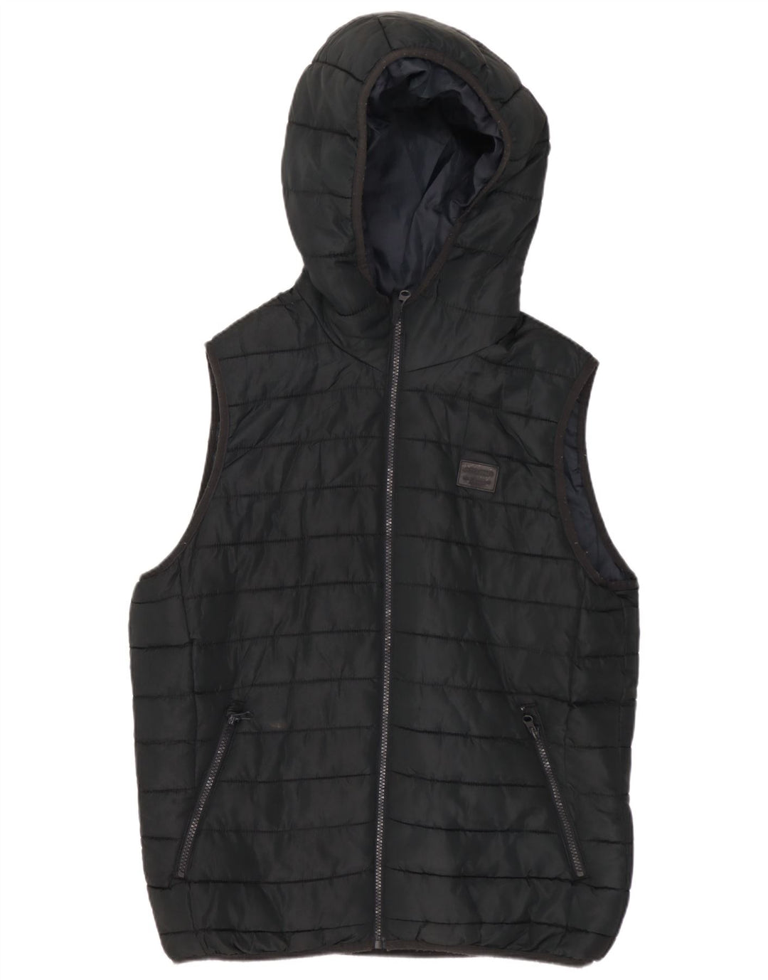 Jack & Jones Gilet căptușit cu glugă pentru bărbați UK 36 Poliester negru mic