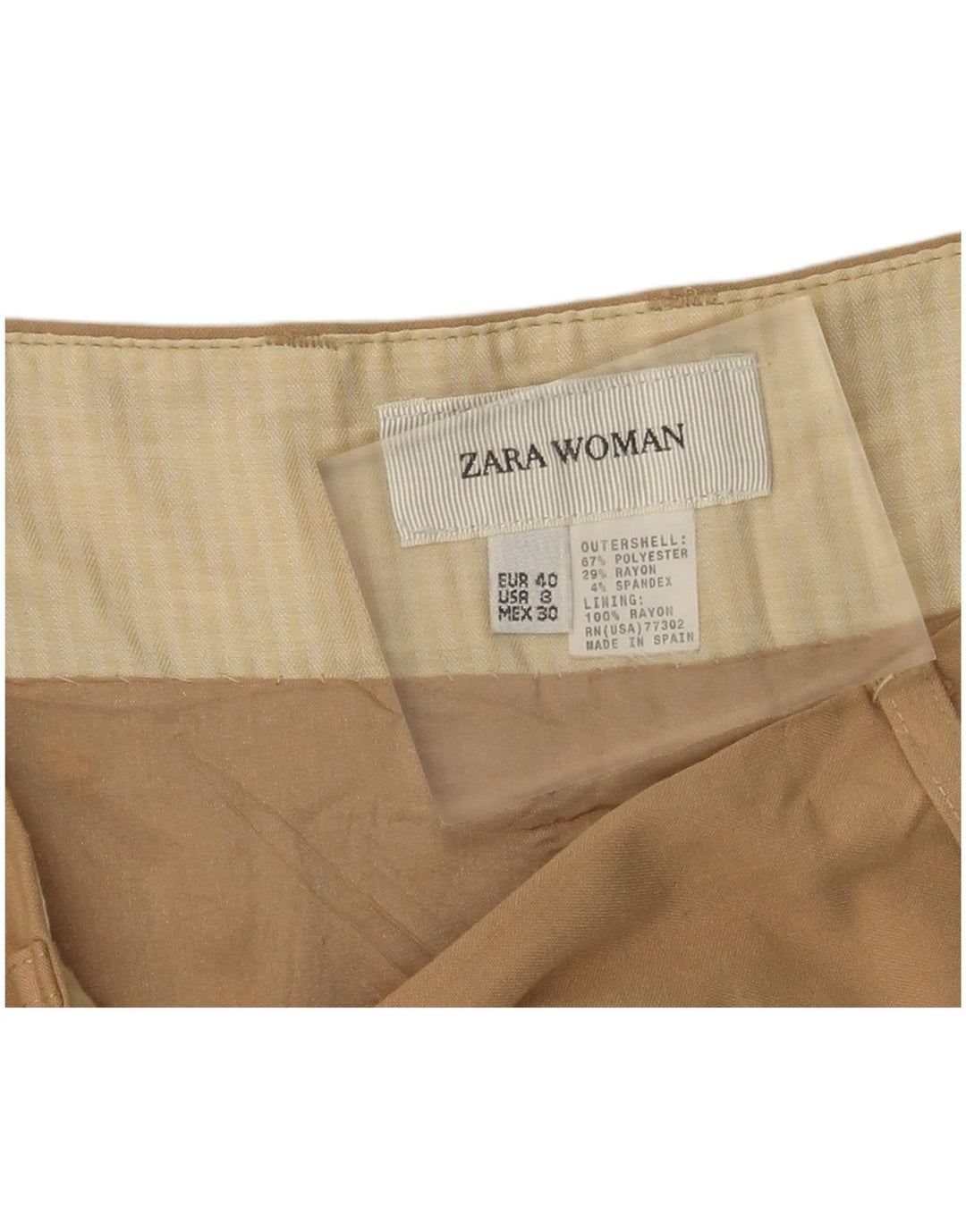 Fusta în formă de A pentru femei Zara IT 40 Small W30 Kaki Poliester