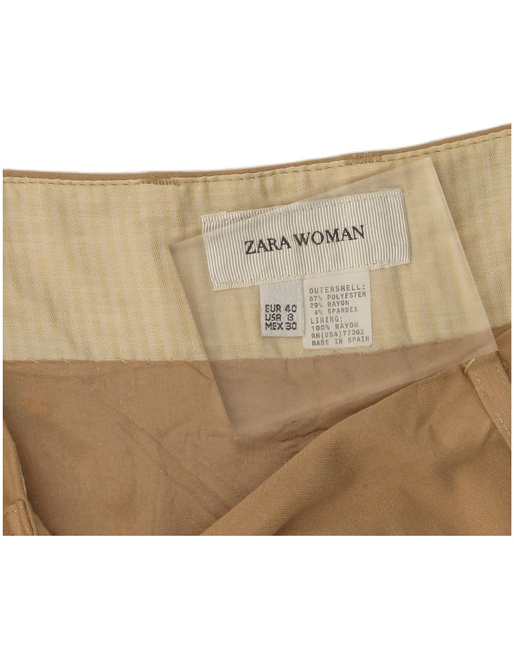 Fusta în formă de A pentru femei Zara IT 40 Small W30 Kaki Poliester