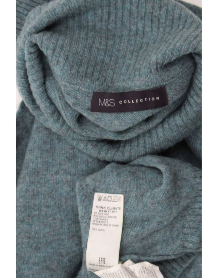 Pulover pentru femei Marks & Spencer cu gât rulat Lână albastră medie UK 14