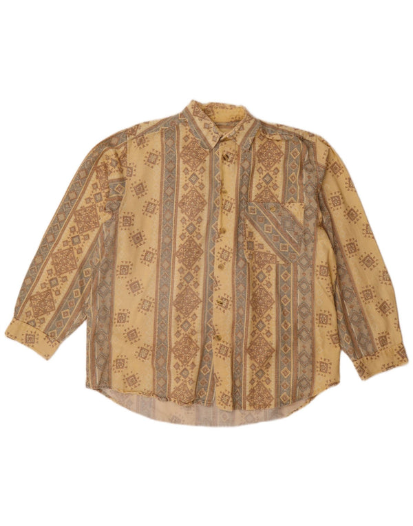 Cămașă Bărbați VINTAGE Mărimea 15 1/2 16 39/40 Bumbac Geometric Bej Mediu