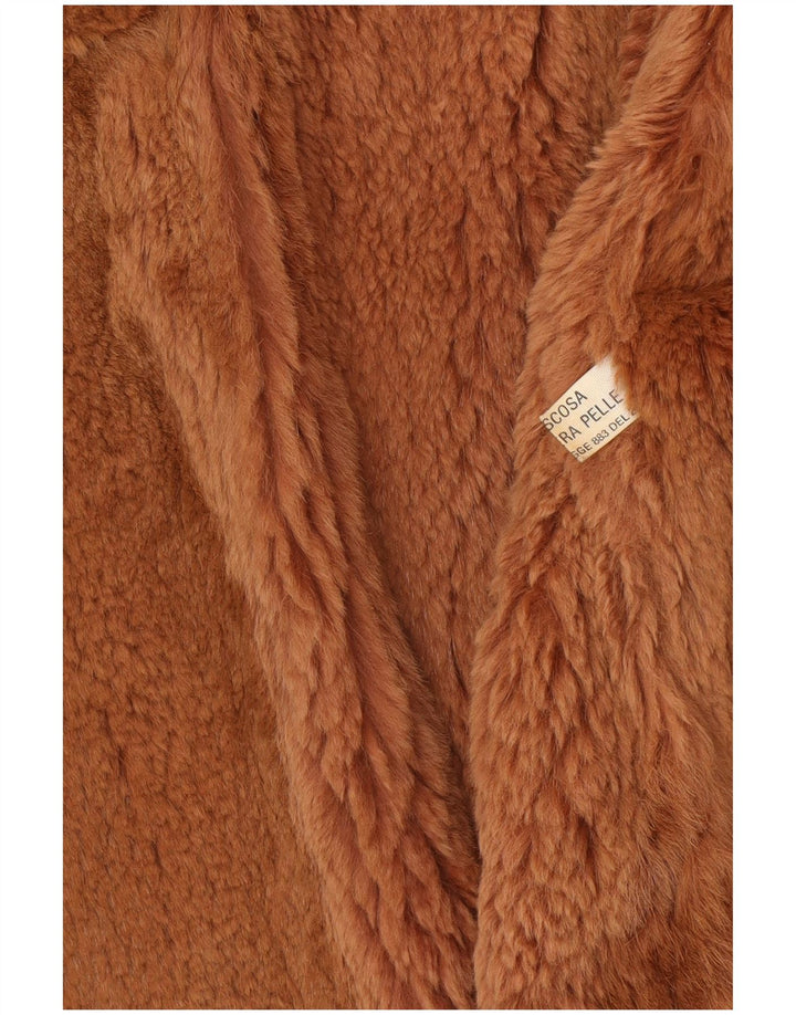 Palton de piele vintage pentru femei UK 14 piele maro medie