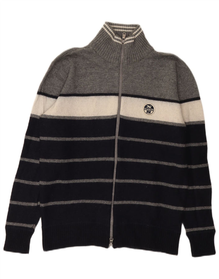 Cardigan North Sails pentru bărbați, lână cu dungi mari, albastru