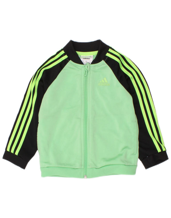Adidas Baby Boys Tracksuit Top Jacket 12-18 Months Green Colourblock