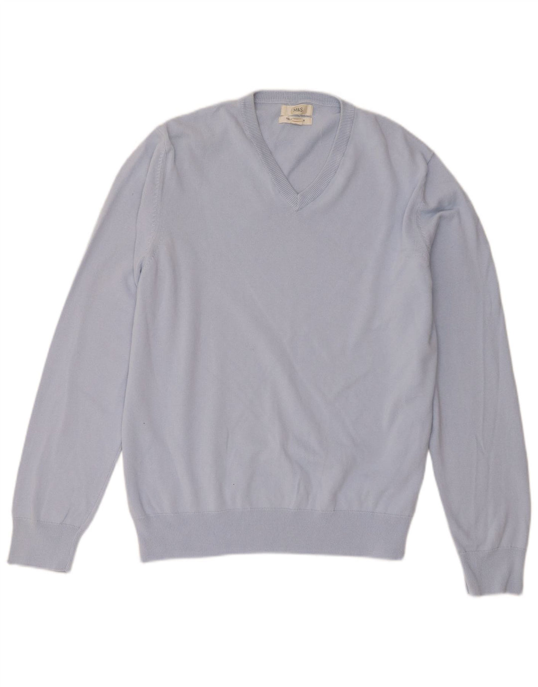 Pulover pentru bărbați Marks & Spencer, cu decolteu în V, XL, bumbac, albastru