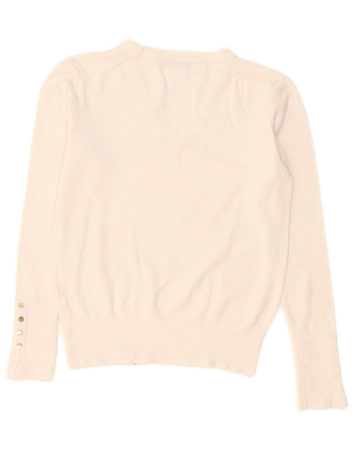 Pulover cu decolteu în V Zara pentru femei UK 12 Medium White