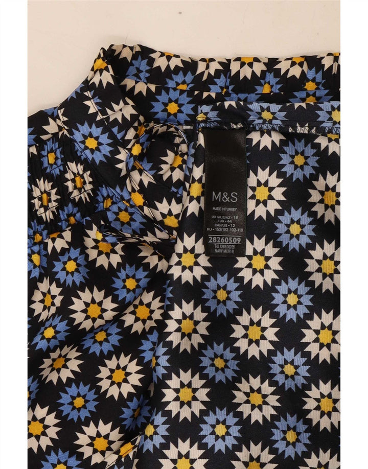Bluză pentru femei Marks & Spencer, cu cravată în față, UK 16, mare, albastru marin, floral
