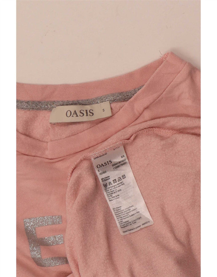 Oasis Pulover cu grafic pentru femei UK 10 Small Pink Viscose