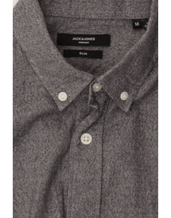JACK & JONES Mens Slim Shirt Medium Grey Cotton Vintage Jack & Jones and Second-Hand Jack & Jones from Messina Hembry 