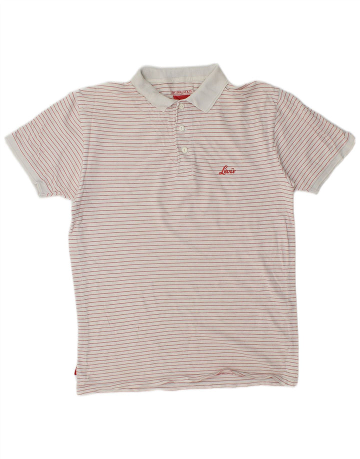 Tricou polo LEVI'S pentru bărbați, alb mediu, cu dungi