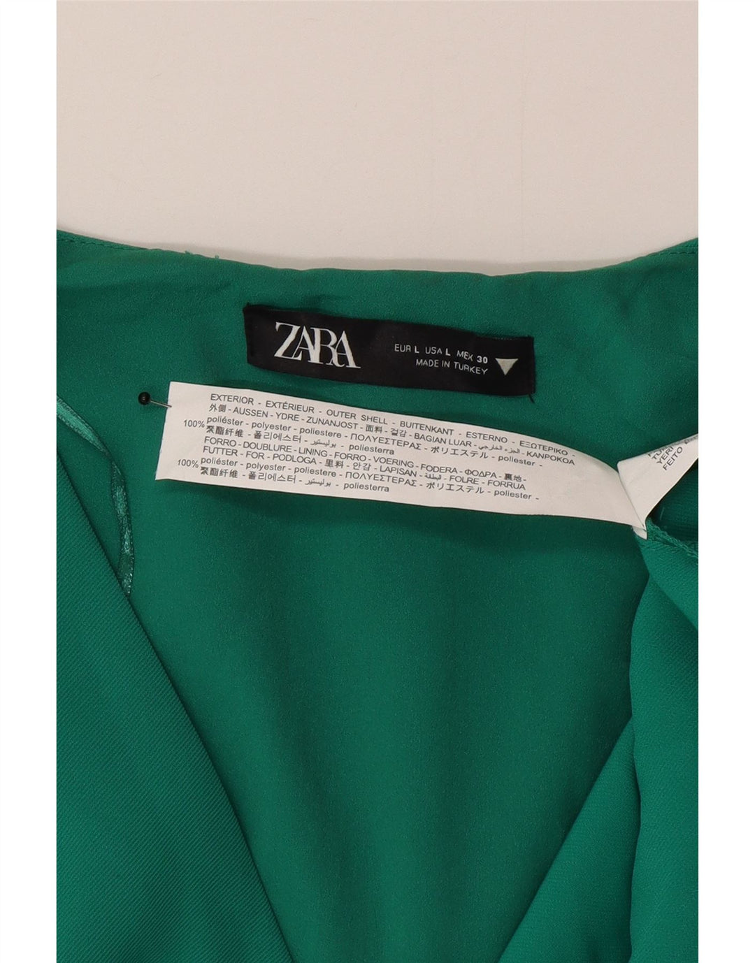 Rochie A-Line pentru femei Zara UK 16 Poliester verde mare
