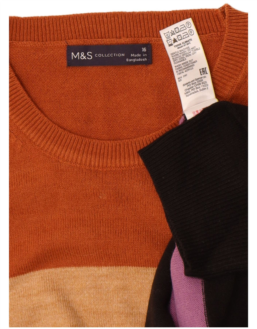 Pulover pentru femei Marks & Spencer cu decolteu triplu UK 16 mare, multicolor
