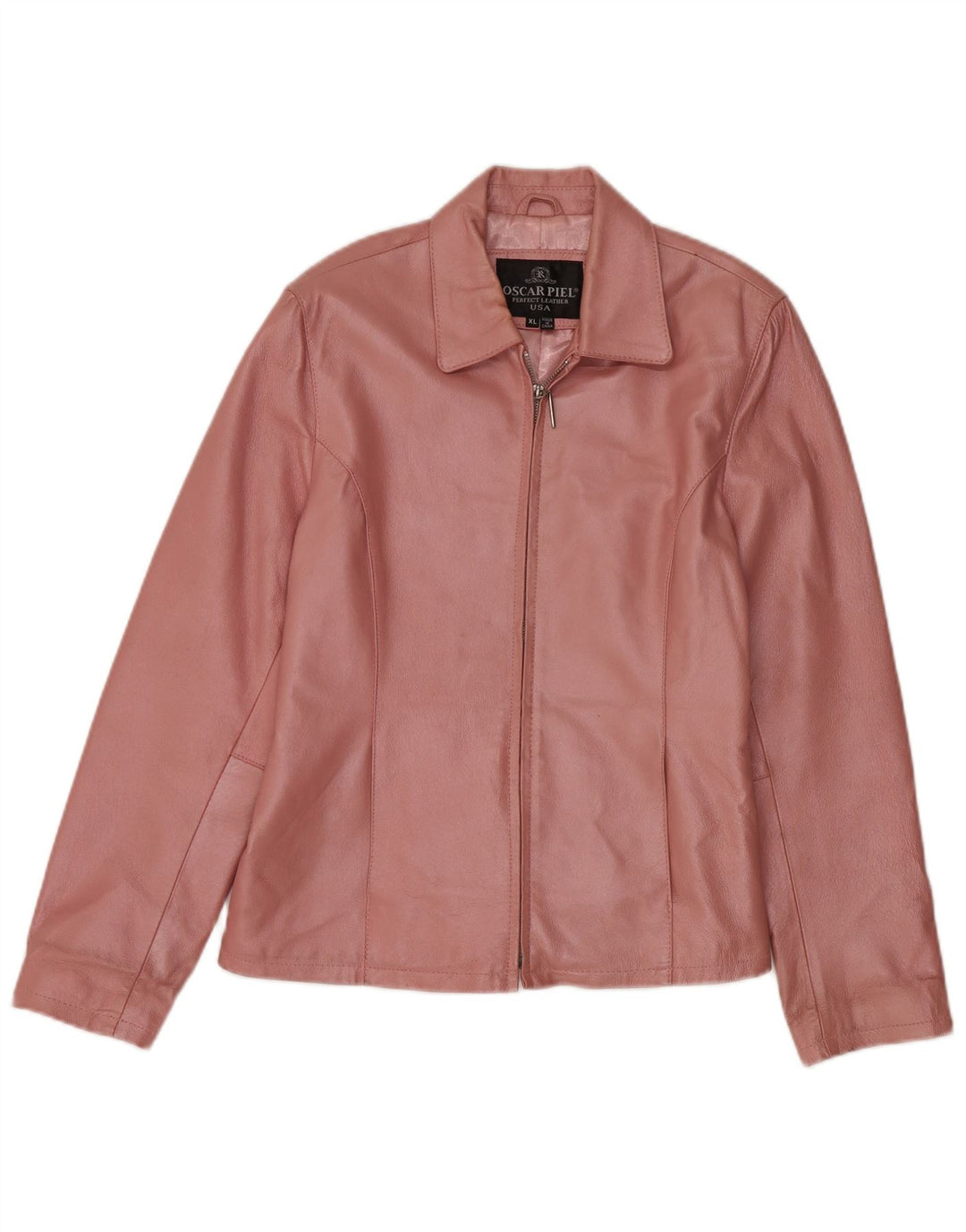 Jachetă de piele vintage pentru femei UK 18 XL piele roz